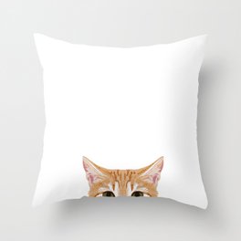 peeking tabby cat cute cat breeds pet portrait cat over pet portrait Throw Pillow