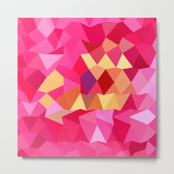 Brink Pink Abstract Low Polygon Background Metal Print