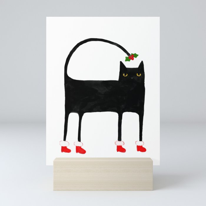 Meowy Funky Catmas Cat Mini Art Print