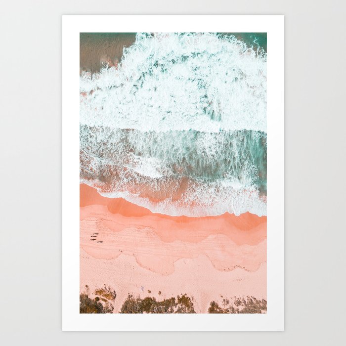 C Pink Ocean Print Sea Beach Wall Art Modern Wave B By Ateliercartouche