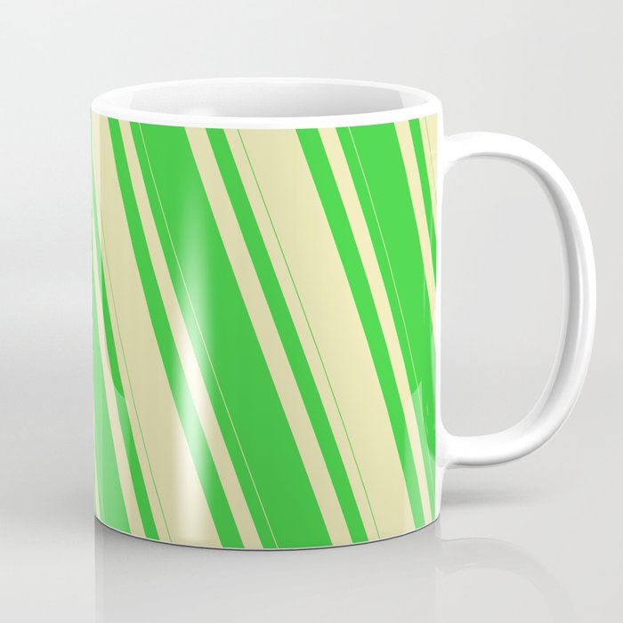 Lime Green and Pale Goldenrod Colored Stripes Pattern Coffee Mug