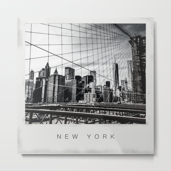 Brooklyn Bridge and Manhattan skyline in New York City black and white Metal Print