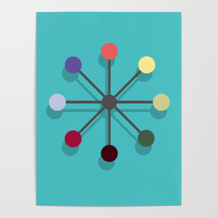 50's Colorful Starburst Pattern Poster