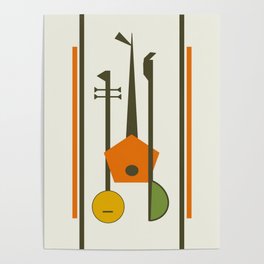 Mid-Century Modern Art Musical Strings Poster