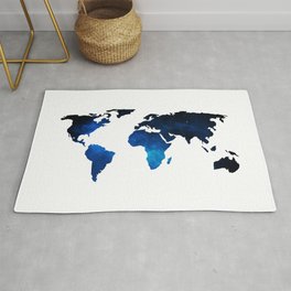 World Map Space Planet Blue Rug