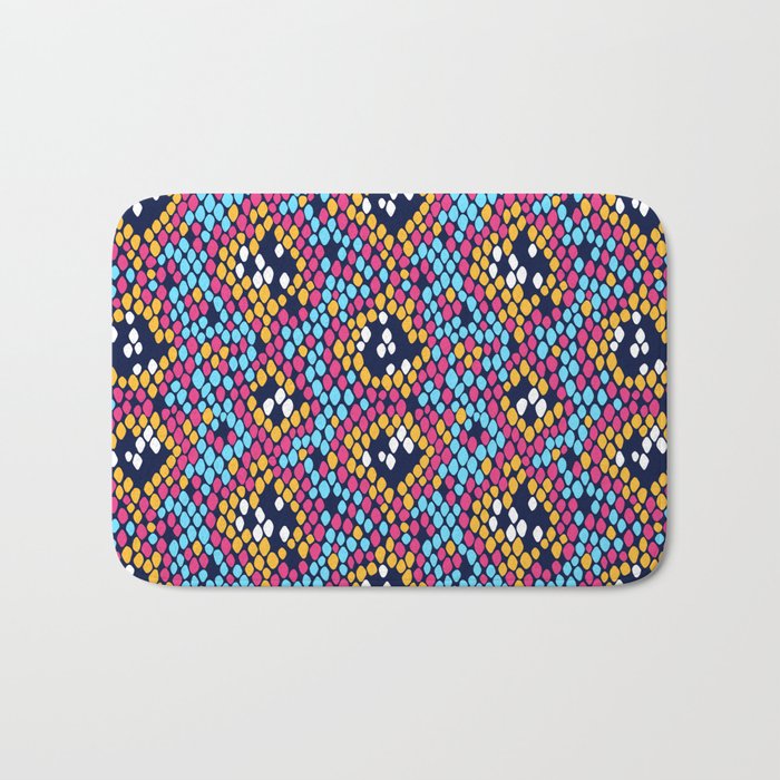 Snakeskin Pattern (Marigold, Pink and Blue) Bath Mat