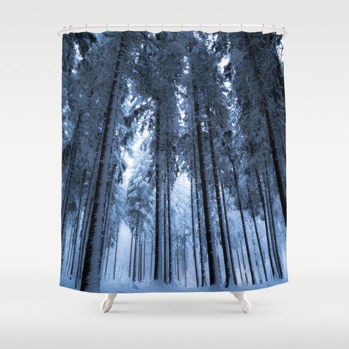 Snowy Winter Trees Forest Nature Photography Shower Curtain By