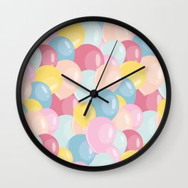 Happy birthday party balloons Wall Clock | Birthday, Pink, Pattern, Partyballoon, Red, Blue, Birthdayparty, Happybirthday, Graphicdesign, Party 