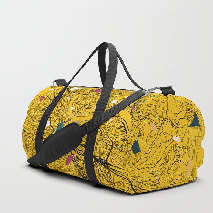 basel - Switzerland. Yellow Terrazzo City Map Duffle Bag