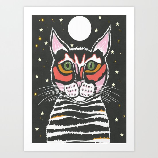 Moon Cat Art Print