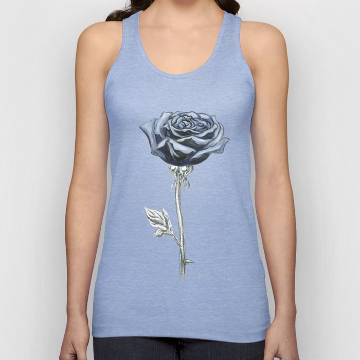 Rose 03b Botanical Flower * Blue Black Rose Tank Top