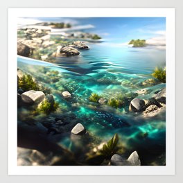 Calm Water Painting | Hi-Res Digital Art Art Print