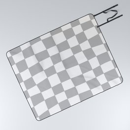 Hand Drawn Checkerboard Pattern (gray/white) Picnic Blanket