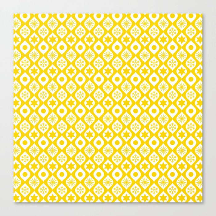 Yellow Retro Christmas Pattern Canvas Print