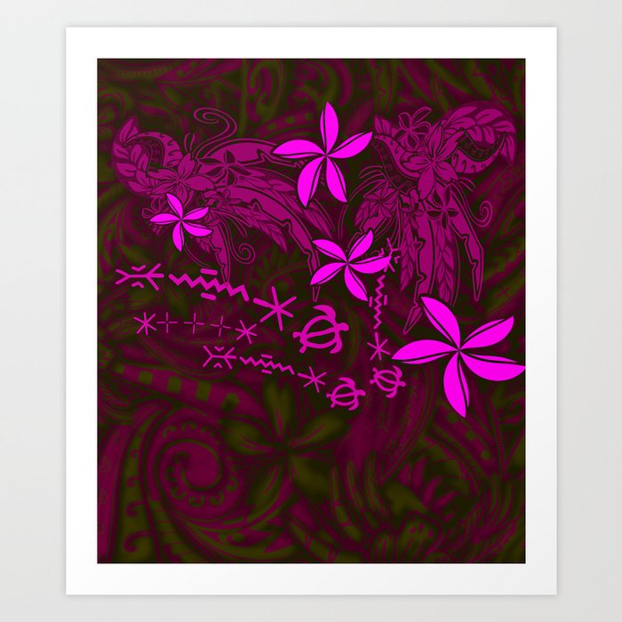 Hawaiian - Polynesian Pink Tiare 002 Art Print Art Print