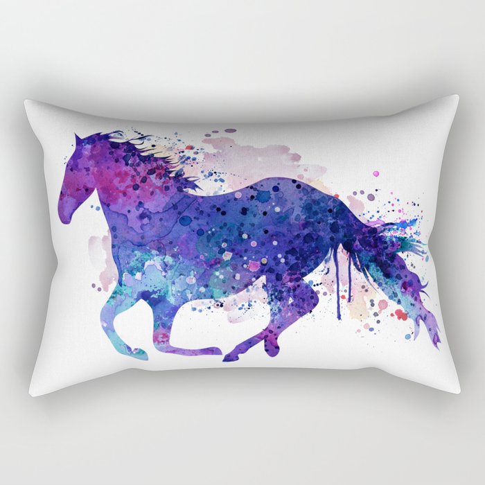 Running Horse Watercolor Silhouette Rectangular Pillow