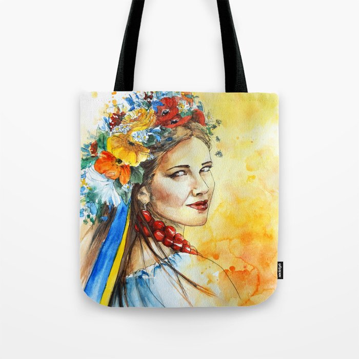 Ukrainian Traditional Woman Portrait Tote Bag