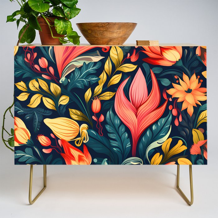 Exquisite Floral Interior Design - Embrace Nature's Beauty in Your Space Credenza