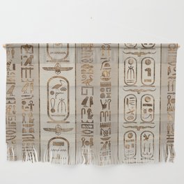 Egyptian hieroglyphs Pastel Gold Wall Hanging