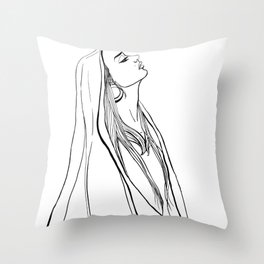Woman gypsy face line art print Throw Pillow