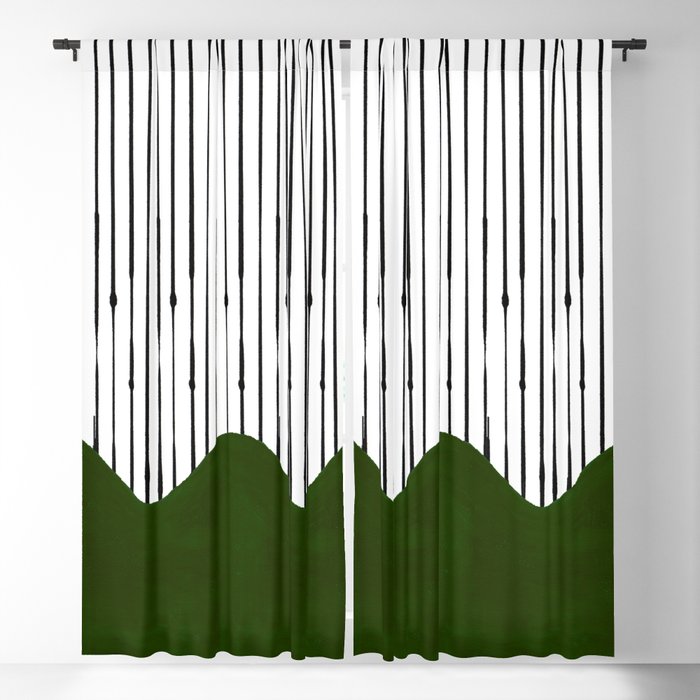 lines and wave (green) Blackout Curtain