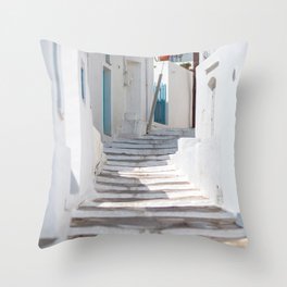 Santorini alleys Throw Pillow