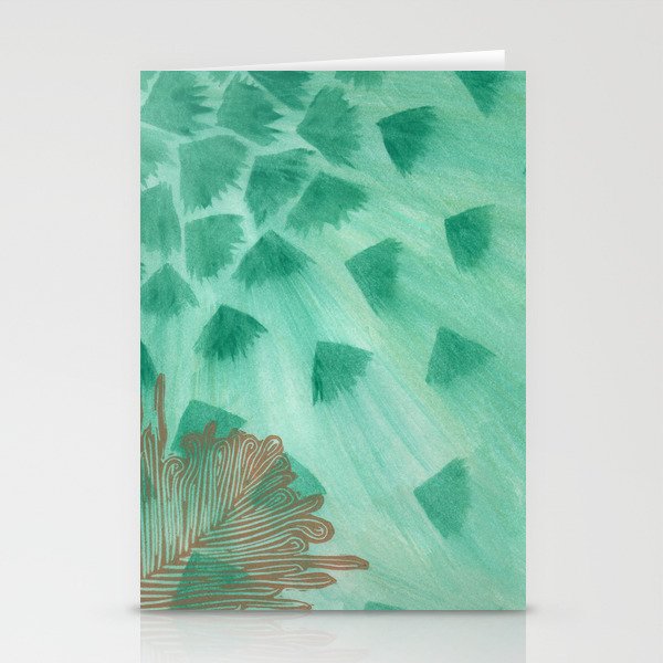 Teal Fans and Feather Stationery Cards