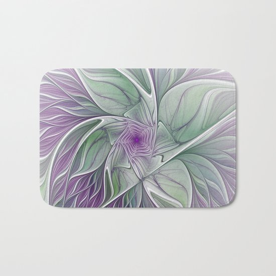 Flower Dream, Abstract Fractal Art Bath Mat