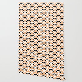 Orange Black White Abstract Scallop Pattern Pairs DE 2022 Popular Color Market Melon DE5199 Wallpaper