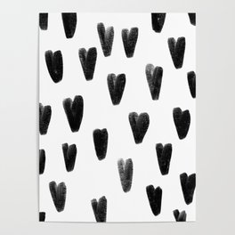 Black and White Hearts Pattern Poster
