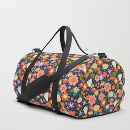 Floral pattern dark Duffle Bag