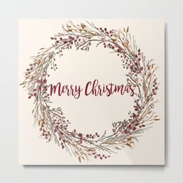 Merry Christmas Wreath Metal Print