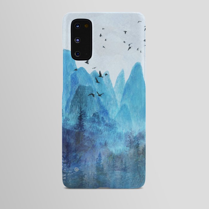 Turquoise Blue Mountainscape w Pine Forests Android Case