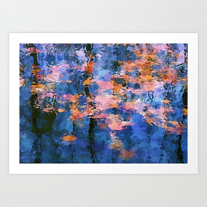 Fallen leaves in water I Art Print