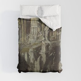 Roman ruins vintage painting Duvet Cover