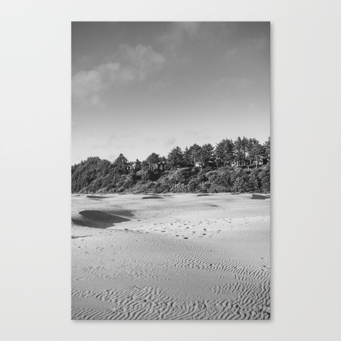 Oregon Coast Beach | Black and White Photography Canvas Print