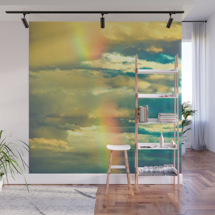 Rainbow Blue Sky Clouds Wall Mural By Cascadia Society6