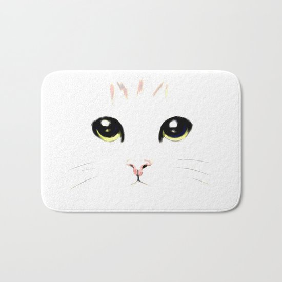 cat white Bath Mat