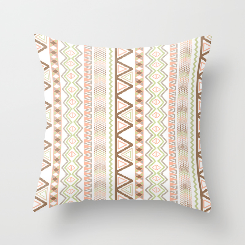 Aztec Andes Pattern Pink Brown Abstract Geometric Throw Pillow By
