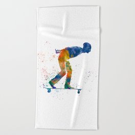 watercolor skater Beach Towel