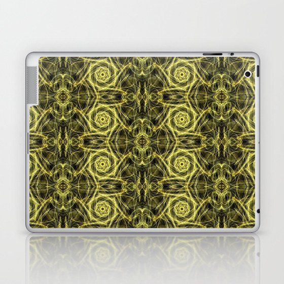 Liquid Light Series 72 ~ Yellow & Grey Abstract Fractal Pattern Laptop & iPad Skin