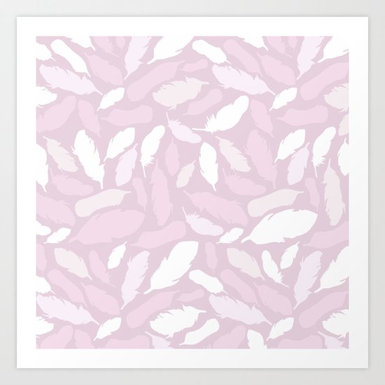Feather Pattern Pink Art Print