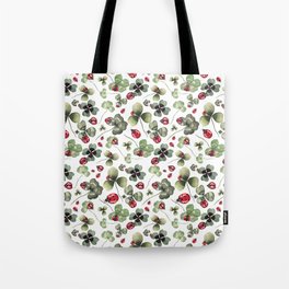 Lucky Ladybugs and Clovers Pattern Tote Bag