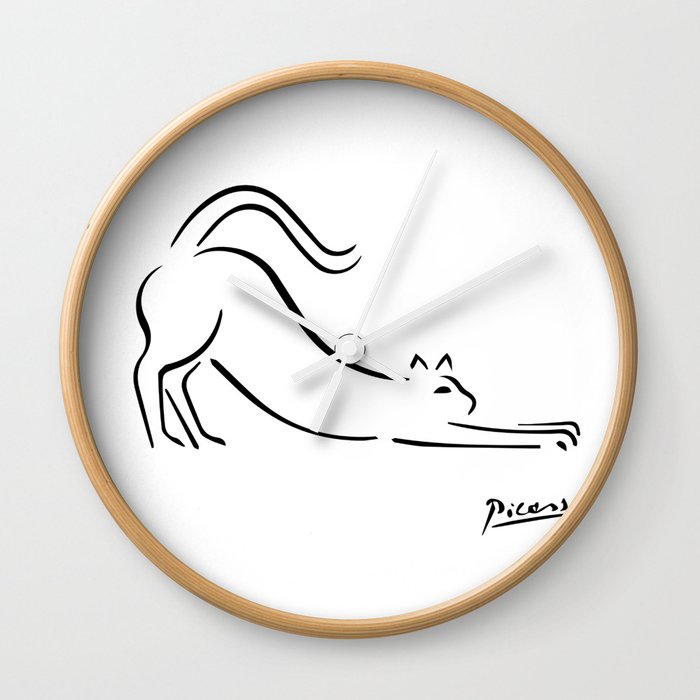 Pablo Picasso Cat Artwork Shirt, Kitten Sketch Reproduction Wall Clock