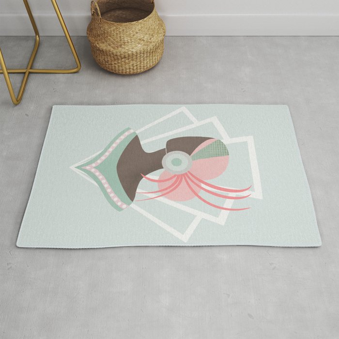 Art Deco lady with pink hair Rug