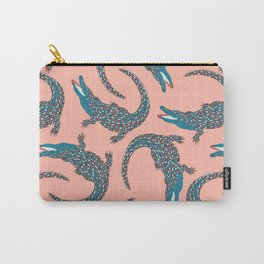 Crocodiles (Pink and Teal Palette) Carry-All Pouch