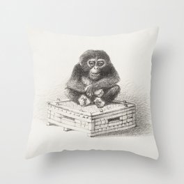 Cute little chimp Throw Pillow