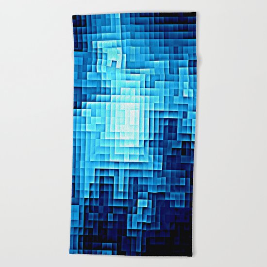 Nebula Pixel Blue Beach Towel