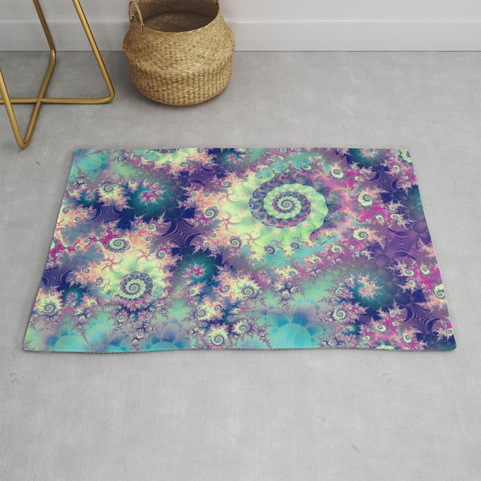 Violet Teal Sea Shells, Abstract Underwater Forest Rug by Diane Clancy ...