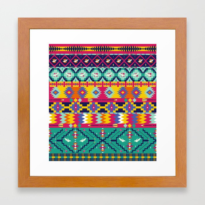 Seamless Colorful Aztec Pattern With Birds Framed Art Print By To Mua To Society6